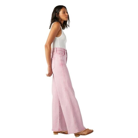 AMO Frida High Rise Wide Leg Jean In Peony Size 25 - Picture 6 of 7